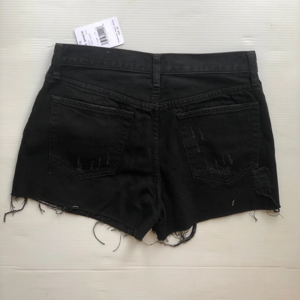 Free People Womens Black Denim Sofia Cutoff Shorts
